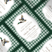 Modern Mallard Duck Neutral Gingham Baby Shower Einladung