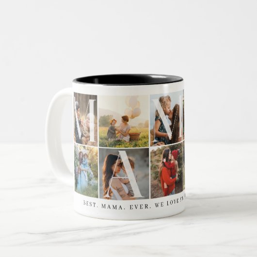 Modern Mama Collage, 10 Foto Grid, Geschenk für Ma Zweifarbige Tasse (Vorderseite Links)