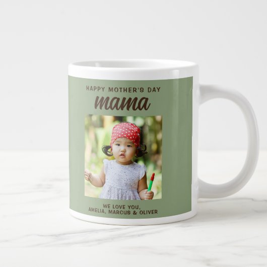 Modern Mama Kids Foto Muttertag  Jumbo-Tasse (Rechts)
