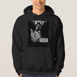 Modern Man Shushing Gesture HUSH Graphic Hoodie