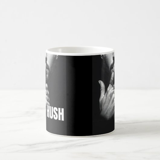 Modern Man Shushing Gesture HUSH Graphic Kaffeetasse (Mittel)