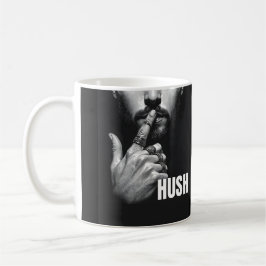 Modern Man Shushing Gesture HUSH Graphic Kaffeetasse