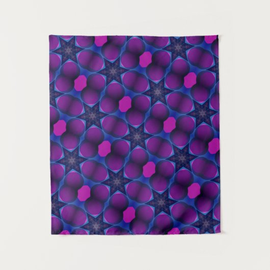 MODERN Mandala COLOR BLUE PINK STAR TAPESTRY Wandteppich (Vorderseite)