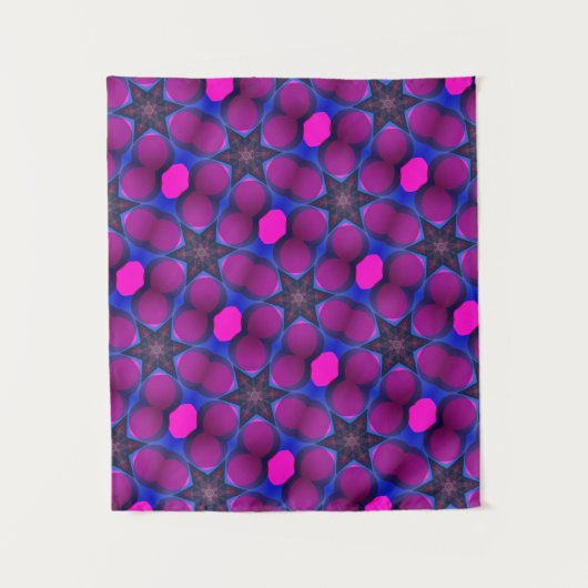 MODERN Mandala COLOR PINK BLUE STAR TAPESTRY Wandteppich (Vorderseite)