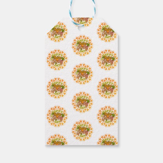 Modern Mandala Foliage Erntedank Geschenkanhänger (Rückseite)