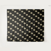 MODERN Mandala KLEINE LINIEN - SCHWARZE GOLDENE AU Wandteppich (Vorderseite (Horizontal))