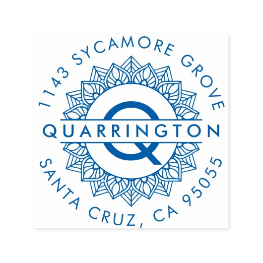 Modern Mandala Monogram | Rücksendeadresse Nachnam Permastempel (Design)