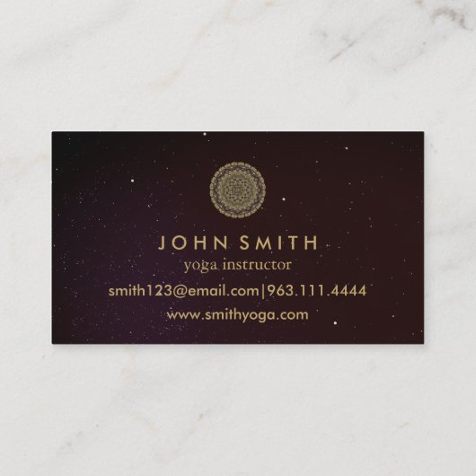 Modern Mandala Yoga Instructor Busines Visitenkarte (Rückseite)