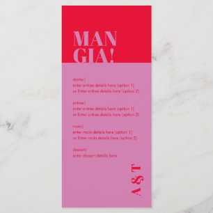 Modern Mangia Italienisches Rosa Hochzeitmenü Menükarte