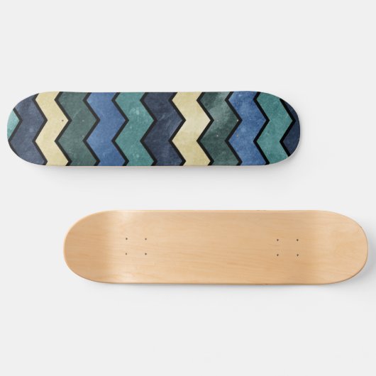 Modern Manly Blue Chevrons Skateboard (Horizontal)