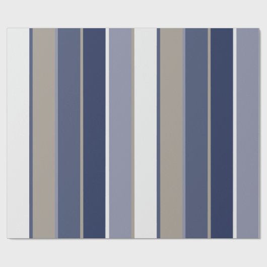 Modern Manly Stripes Blue Taupe Geschenkpapier (Flach)