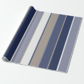 Modern Manly Stripes Blue Taupe Geschenkpapier (Ungerollt)