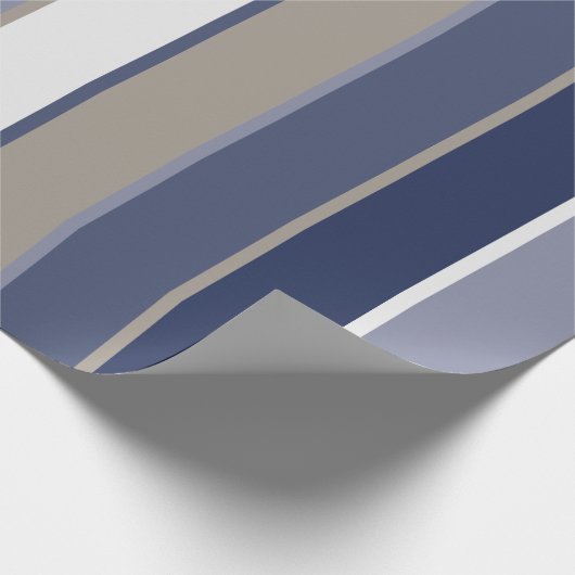 Modern Manly Stripes Blue Taupe Geschenkpapier (Ecke)