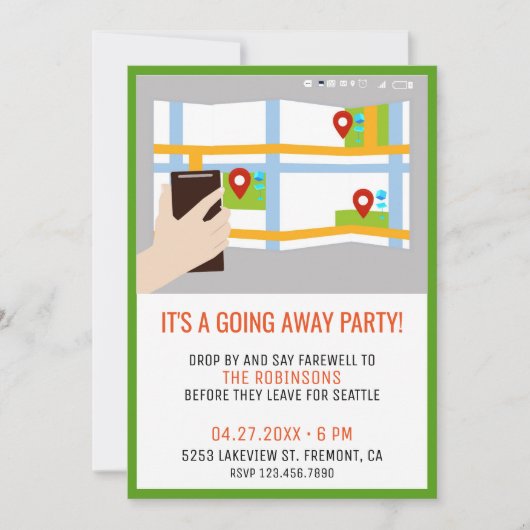 Modern Map Colorful Farewell Party Einladung (Vorderseite)