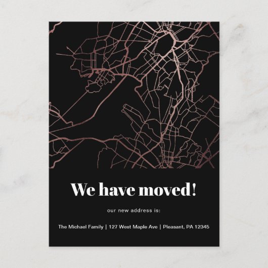 Modern Map New Address Ankündigung Postkarte (Vorderseite)