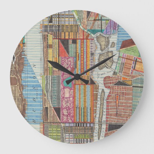 Modern Map of New York III Große Wanduhr (Vorderseite)