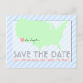 Modern Map Save the Date Postcard Ankündigungspostkarte (Vorderseite)
