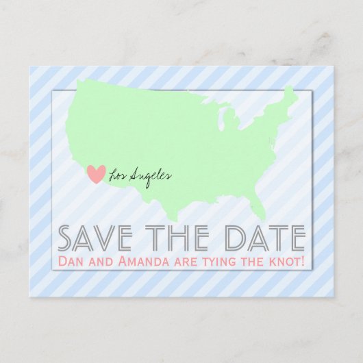 Modern Map Save the Date Postcard Ankündigungspostkarte (Vorderseite)