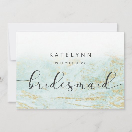 Modern Marbella Aqua Bridesmaid Vorschlag Card (Vorderseite)