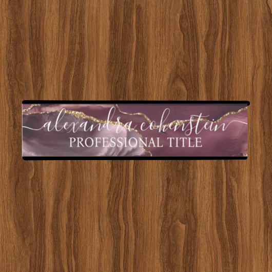 Modern Marble Agate Burgundy Office Door Sign Türschild