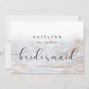 Modern Marble Blue Bridesmaid Vorschlag Card