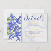 Modern Marble Blue Iris Image Wedding Details (Vorderseite)