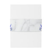 Modern Marble Blue Irises Floral Bouquet Wedding Einladungsbanderole (Rückseitenbeispiel)