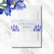 Modern Marble Blue Irises Floral Bouquet Wedding