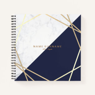 Modern Marble Geometric Muster Gold Midnight Blue Notizblock