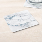 Modern Marble Glitter Monogram Dusty Blue ID816 Rechteckiger Pappuntersetzer (angewinkelt)