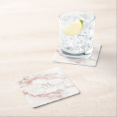 Modern Marble Glitter Monogram Rose Gold ID816 Rechteckiger Pappuntersetzer (Vor Ort)