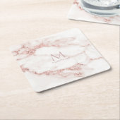 Modern Marble Glitter Monogram Rose Gold ID816 Rechteckiger Pappuntersetzer (angewinkelt)