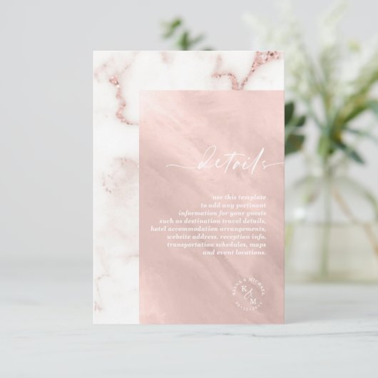 Modern Marble Glitzer Details Rose Gold ID816 Begleitkarte (Stehend Vorderseite)