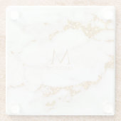 Modern Marble Glitzer Monogram Gold ID816 Glasuntersetzer (Rückseite)