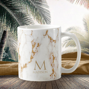 Modern Marble Glitzer Monogram Gold ID816 Kaffeetasse