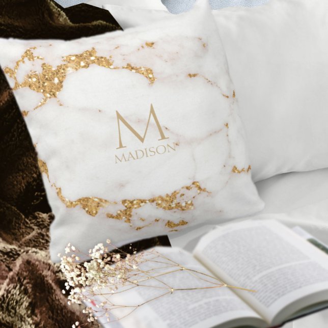 Modern Marble Glitzer Monogram Gold ID816 Kissen (Von Creator hochgeladen)