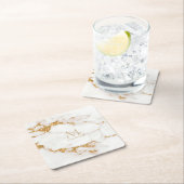 Modern Marble Glitzer Monogram Gold ID816 Rechteckiger Pappuntersetzer (Vor Ort)