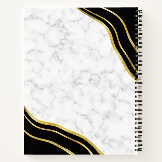 Modern Marble Gold Black Zeichnend Sketchbook Girl Notizblock (Rückseite)