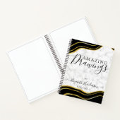 Modern Marble Gold Black Zeichnend Sketchbook Girl Notizblock (Innenseite)