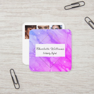 Modern Marble Gold Colorful Glam Stylist Quadratische Visitenkarte