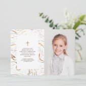 Modern Marble Gold Cross Foto Community Vielen Dan Dankeskarte (Stehend Vorderseite)