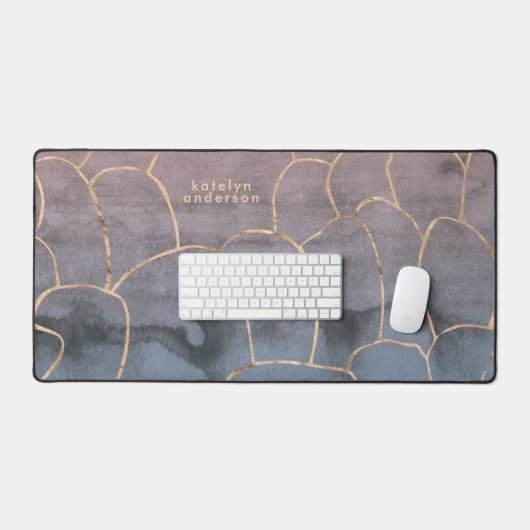 Modern Marble Gold Gemstone Lila Zuhause Office Schreibtischunterlage (Tastatur & Maus)