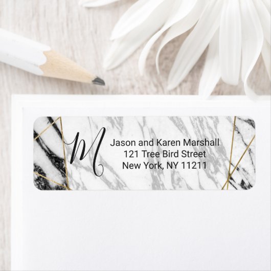 Modern Marble Gold Geometric Address (Insitu)