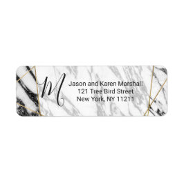 Modern Marble Gold Geometric Address