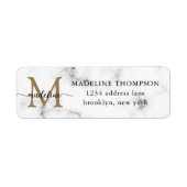 Modern Marble Gold Girly Script Monogram Address (Vorne)