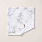 Modern Marble Gold Girly Script Monogram Badhandtuch Set (Waschlappen)
