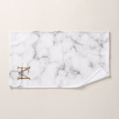 Modern Marble Gold Girly Script Monogram Badhandtuch Set (Handtuch)