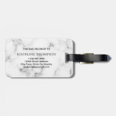 Modern Marble Gold Girly Script Monogram Gepäckanhänger (Rückseite horizontal)