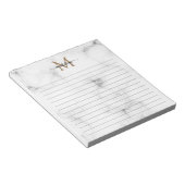 Modern Marble Gold Girly Script Monogram Lined Notizblock (angewinkelt)