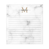 Modern Marble Gold Girly Script Monogram Lined Notizblock (Vorderseite)